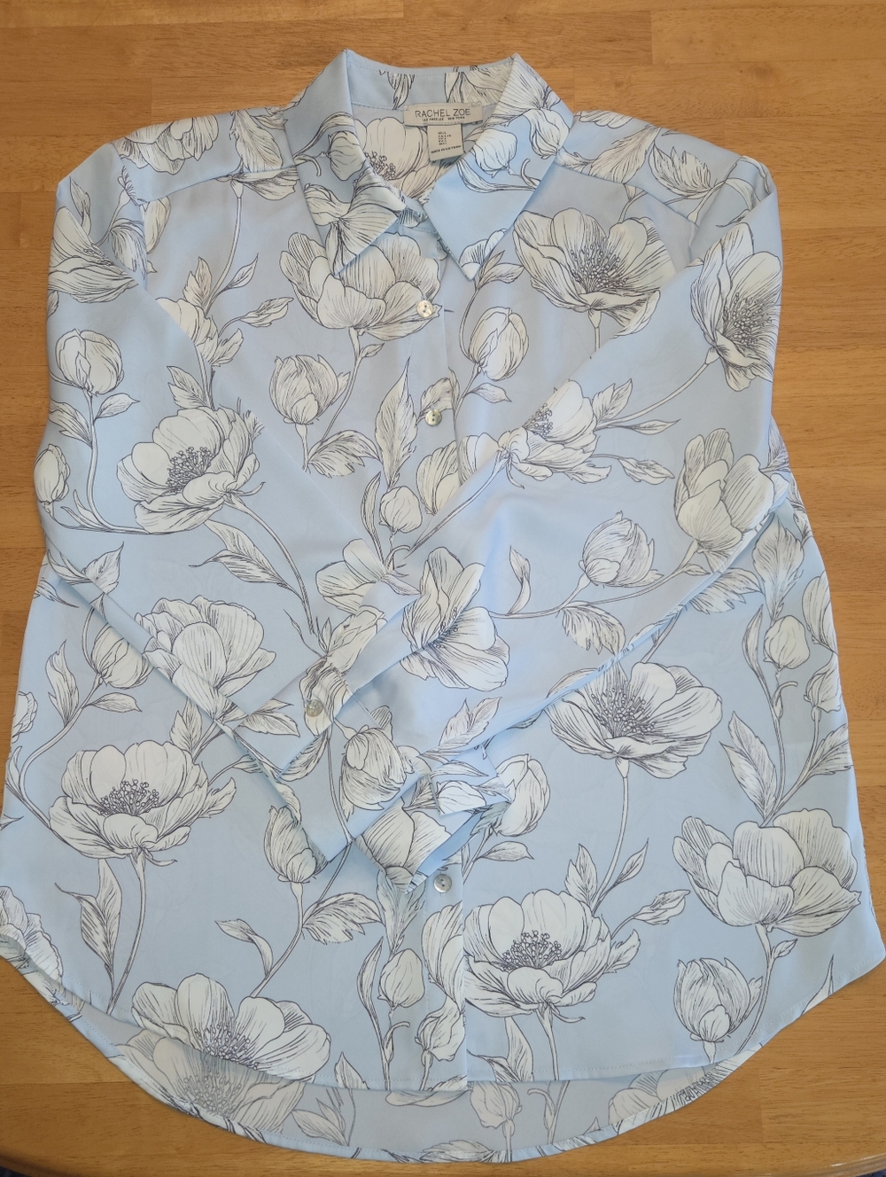Rachel Zoe Pale Blue Floral Button-Down Shirt